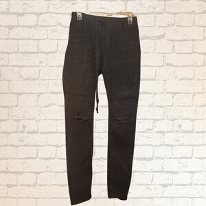 American Bazi Women's Size M Pull On Elastic Waist Distressed Stretch Jean Pants